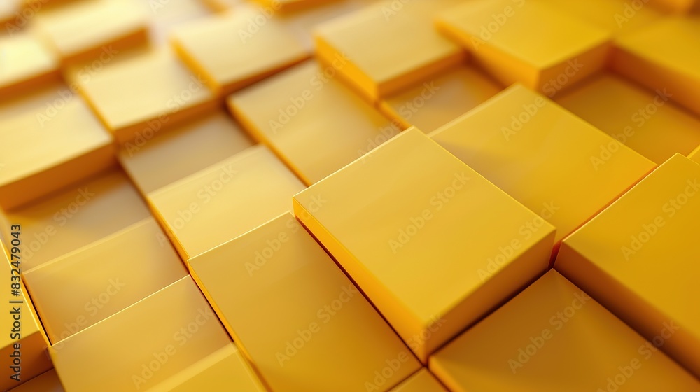 Poster yellow 3d background with a pattern of overlapping