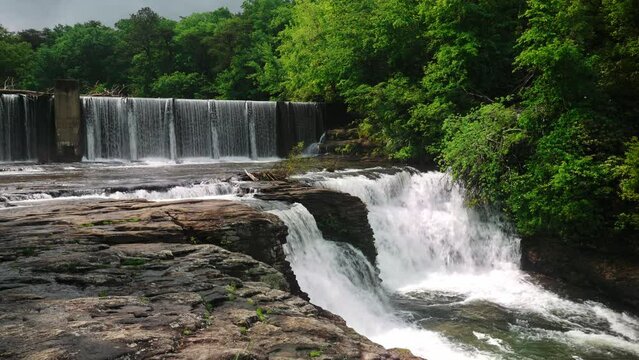 Overlooked Splendor: Aerial Panorama of Desota Falls, Alabama