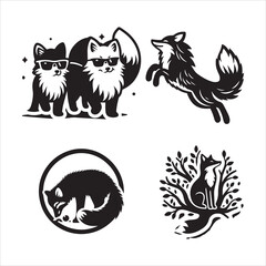 Arctic fox silhouette vector icon graphic logo ai generated design