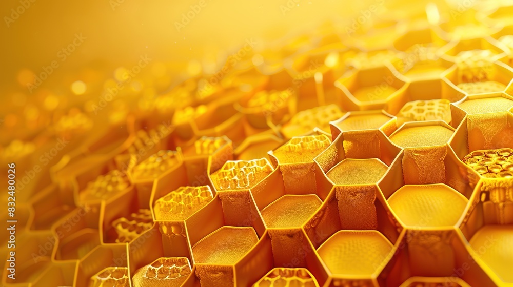 Poster yellow background with a subtle honeycomb pattern