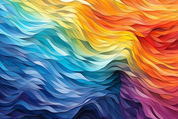 Fototapeta premium Abstract digital landscape of woven rainbow strands, intricate patterns, bright and bold