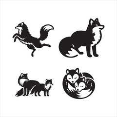 Arctic fox silhouette vector icon graphic logo ai generated design