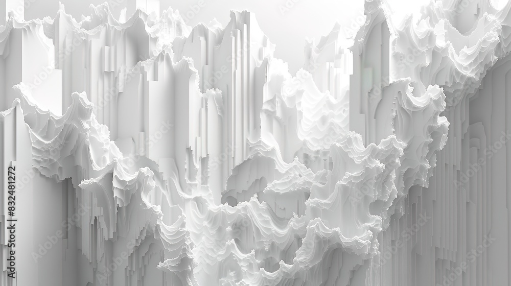Poster abstract white 3d background with cascading