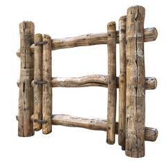 Naklejka premium Rustic wooden log gate die cut PNG style isolated on white and transparent background