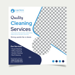 New cleaning service social media design and banner post template