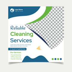 Cleaning service square social media post design