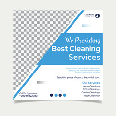 Cleaning service square social media post design