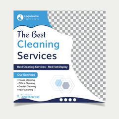 Cleaning service square social media post design