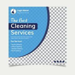 New cleaning service social media design and banner post template