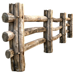 Naklejka premium Simple wooden log fence segment die cut PNG style isolated on white and transparent background