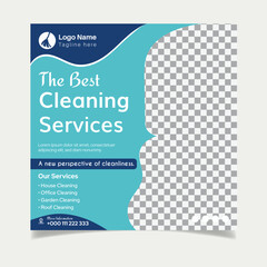 Cleaning service template for social media post design
