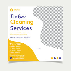 Cleaning service square social media post design