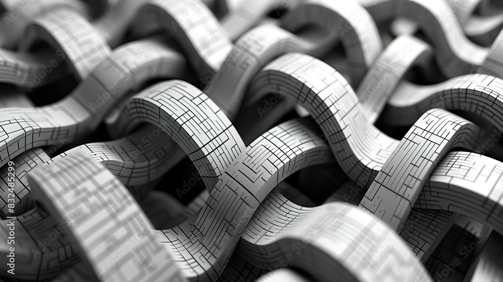 Poster background with a pattern of interlacing lines in black and white