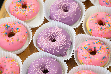 colorful donut sweets in party mold