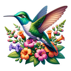 Obraz premium hummingbird and flowers