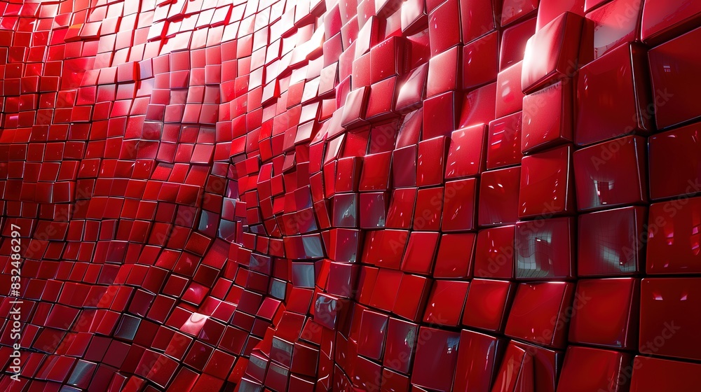 Poster background with a mosaic of glossy tiles creating a dynamic effect