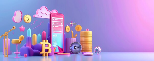 Creative 3d presentation slide design for cryptocurrency enthusiasts