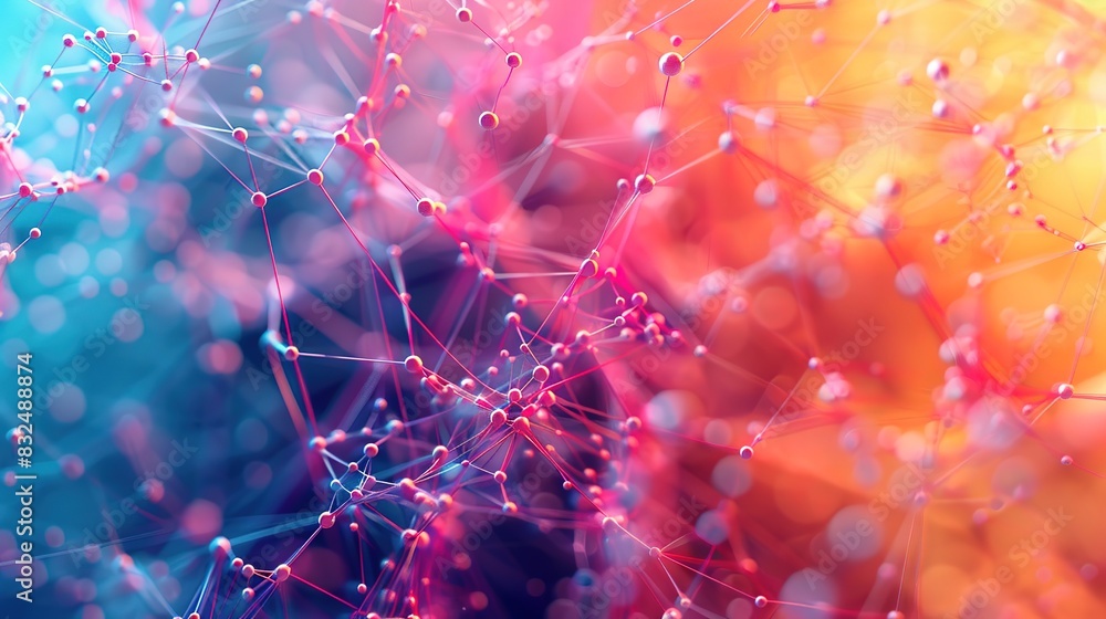 Poster abstract 3d background with a web of colorful