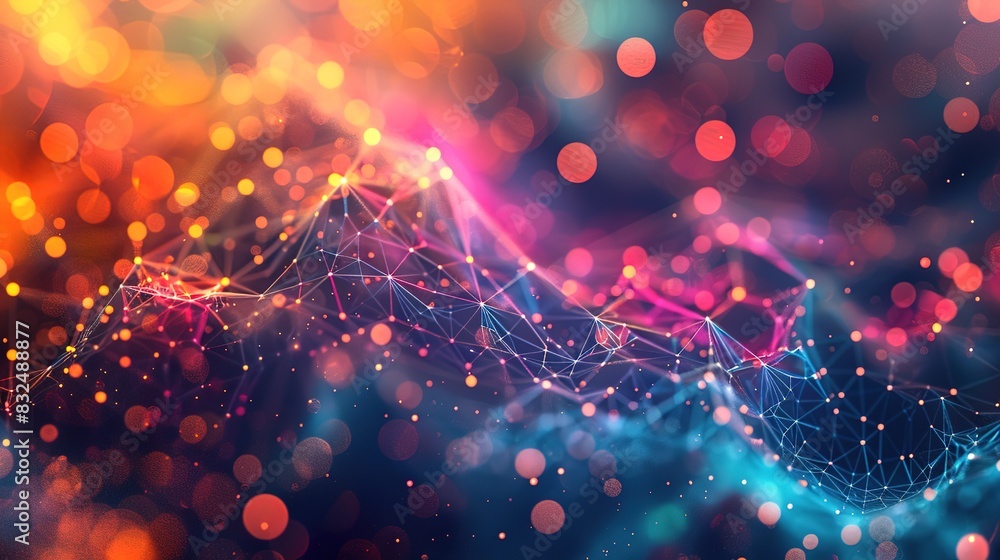 Poster abstract 3d background with a web of colorful