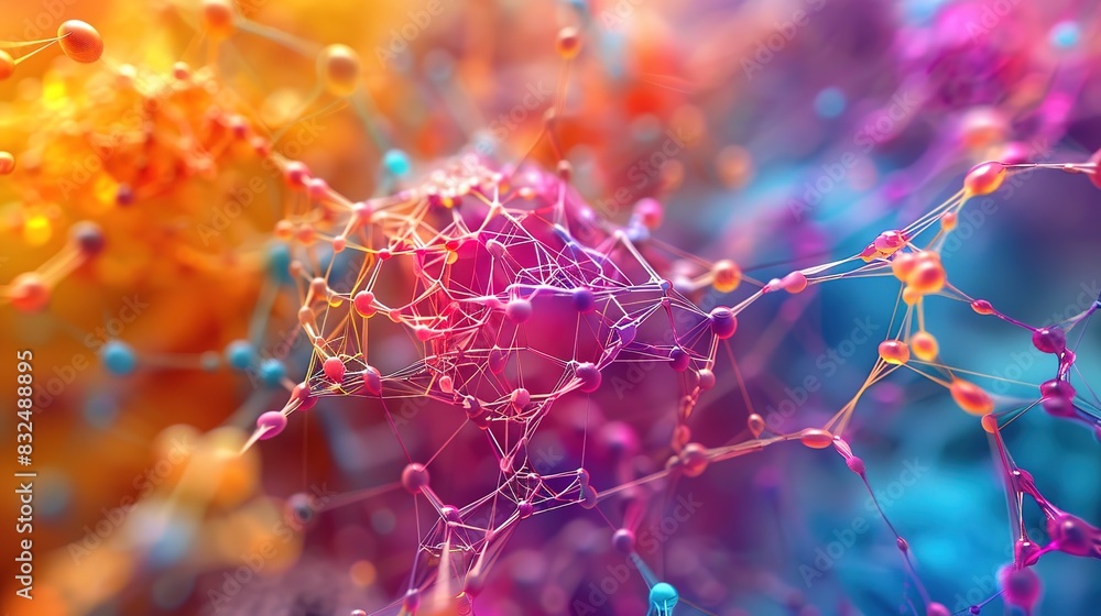 Poster abstract 3d background with a web of colorful