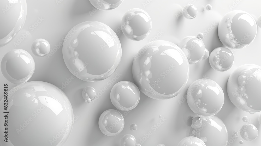 Aufkleber abstract white 3d background with floating spheres creating a sense of depth