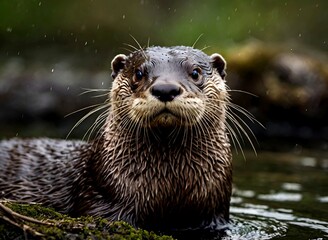 Fototapeta premium A close-up portrait of a otter animal