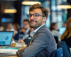 Fototapeta premium Conference on the future of employment law, addressing remote work and gig economy challenges