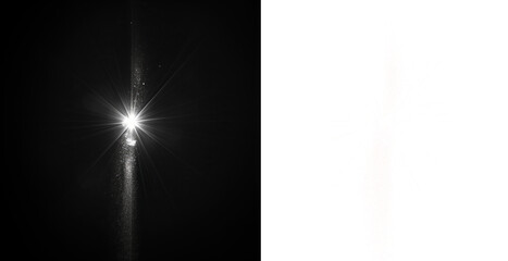 Abstract Light Beam with Sparkle Effect on Transparent Background