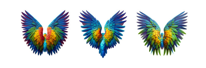 Obraz premium Set of Parrot wings, isolated over on transparent white background