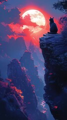 Fototapeta premium Depict a mountaintop where cats meditate and practice yoga at sunrise, embracing serenity on International Cat Day