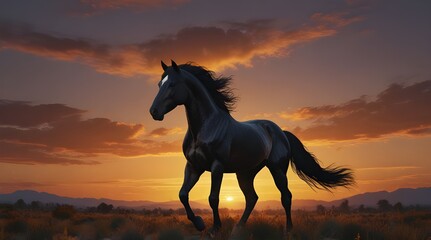 black stallion in the sunset made.generative.ai