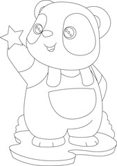 Fototapeta premium Panda Star Animal Vector Graphic Art Illustration