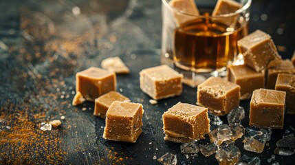 malt whiskey fudge with copy space