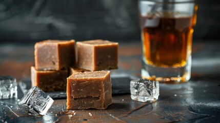 malt whiskey fudge with copy space