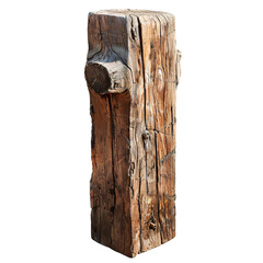 Wooden Log Corner Fence Post Die Cut PNG Style Isolated on White and Transparent Background