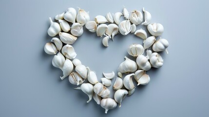 Heart shape formed by garlic cloves