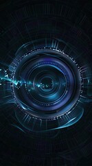 Futuristic digital interface with concentric circles and glowing blue elements, representing advanced technology