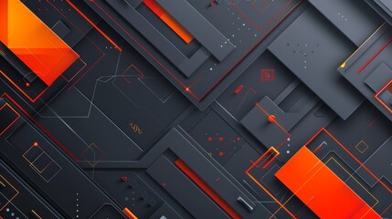 Minimalist grey background with orange and red geometric patterns