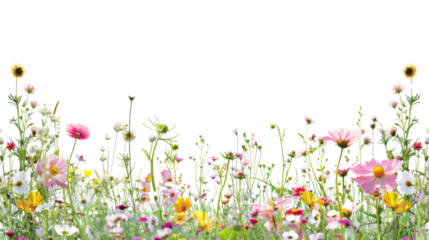 Foreground flower gardens and meadows 