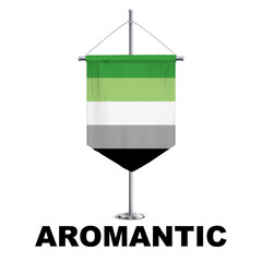 Aromantic Pride Medieval Vertical Flag Vector - Symbol of Gender Diversity with its unique grayscale palette and vibrant green accent. Perfect for inclusivity campaigns and awareness events.