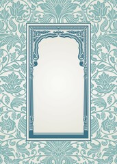 traditional wedding card design, paisley floral pattern , royal India	