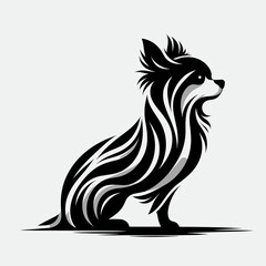 Obraz premium Intricate Black and White Silhouette of Chihuahua Dog