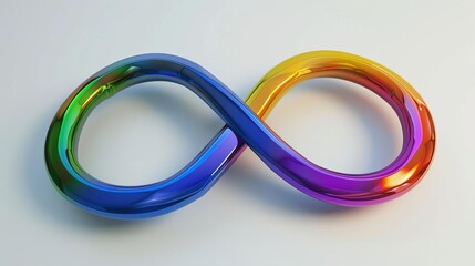 rainbow infinity symbol for neurodiversity shiny plastic ribbon in 3d style digital illustration
