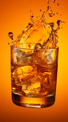 A glass of whiskey on the rocks