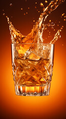 A glass of whiskey on the rocks