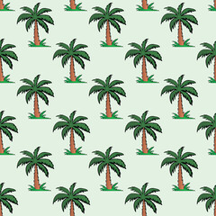 Coconut Palms Seamless Vector Pattern Design