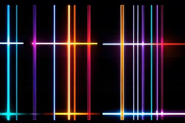background Colorful shining neon or laser stripes, bright colors, black background.