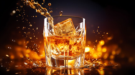 A glass of whiskey on the rocks