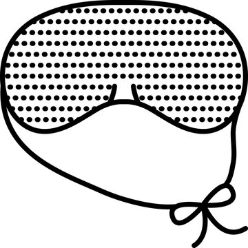 recommend clip art: Night sleep eye mask with dots and ties. Vector black line icon, monochrome outline blindfold sign, editable stroke, pixel perfect