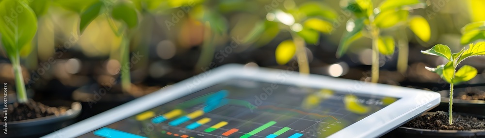 Poster detailed soil testing charts and graphs displayed on tablet screen